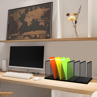 Kuntine.B Desk File Organizer 7 Upright Mesh Desktop Organizer File Sorter - Image 7