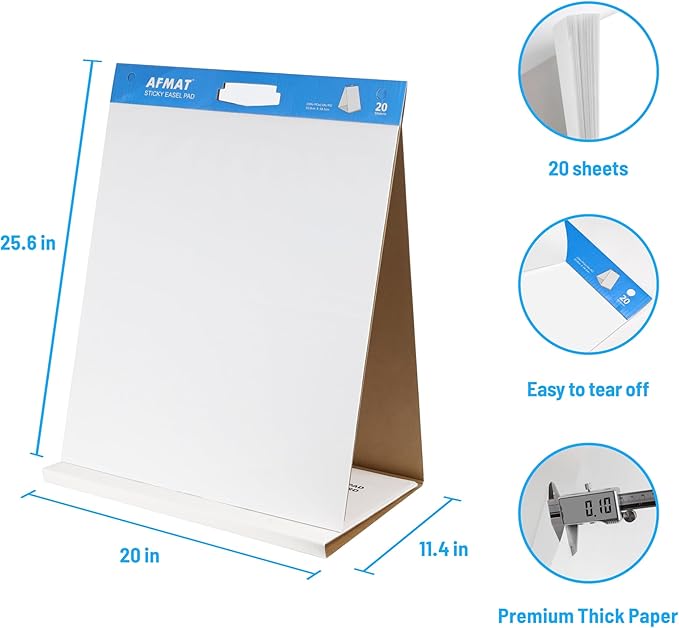 4-Pack Tabletop Sticky Easel Pad and Dry Erase Board 2 in 1, 20 x 23 inches - Image 6
