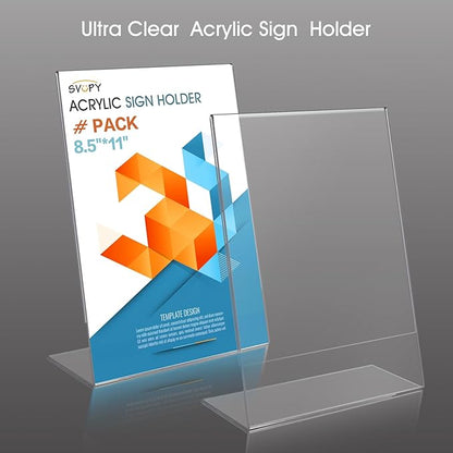 SVOPY 3 Pack Acrylic Sign Stand Holders, 8.5 x 11 Clear Plastic Table Paper - Image 3