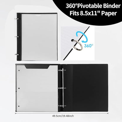 Tashkummy 360° Pivotable 3 Ring Binder, Upgraded Foldable Binders 1 inch 2 Pack - Image 5