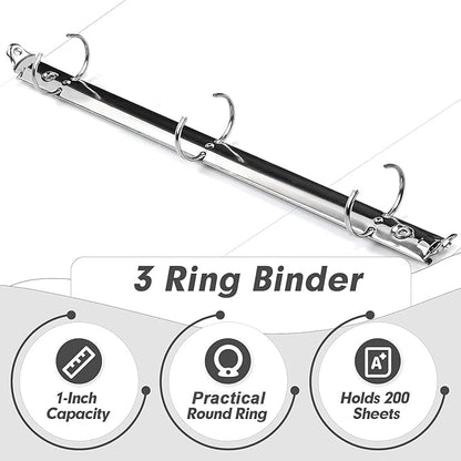 3 Ring Binder 1 Inch, PANDRI 12 Pack 1-Inch Binder Fits Letter Size 8.5'' x - Image 4