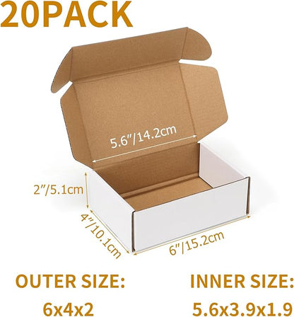 PHAREGE 6x4x2 Inch Shipping Boxes 20 Pack White, Tab Lock Tuck Top Mailer Boxes - Image 2