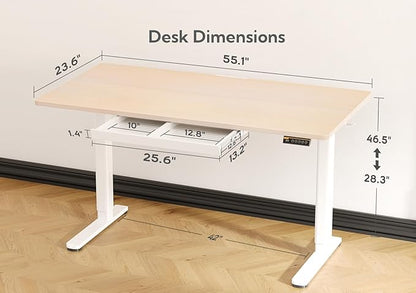 Claiks Standing Desk with Drawers, 55x24 Inch Electric Stand Up Adjustable - Image 3
