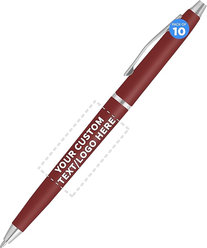 DISCOUNT PROMOS Custom Langham Ballpoint Pens Set of 10, Personalized Bulk Pack by DISCOUNTPROMOS