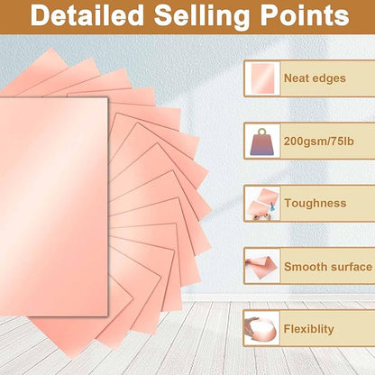 Silunkia 100 Sheets Pink Shimmer Cardstock 8.5 x 11 Crafts Paper, 200gsm/75lb - Image 3