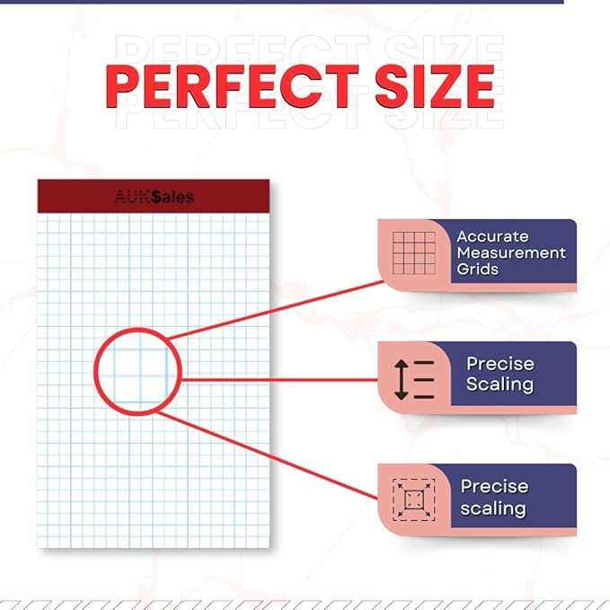 Grid Paper Pad 5x8 Inches, Graph Paper Pad 4x4, Grid Notepad, 1 Pack, 5x8 Graph - Image 3