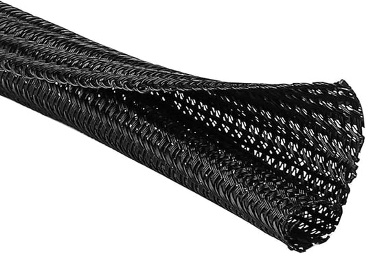 QCSIW 50ft – 1" Split Wire Loom Tubing Cable Sleeve – Braided Cord Protector by QCSIW