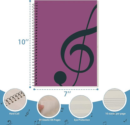 DOMMI Blank Sheet Music Composition Notebook 2 Packs, Manuscript Staff Paper - Image 2