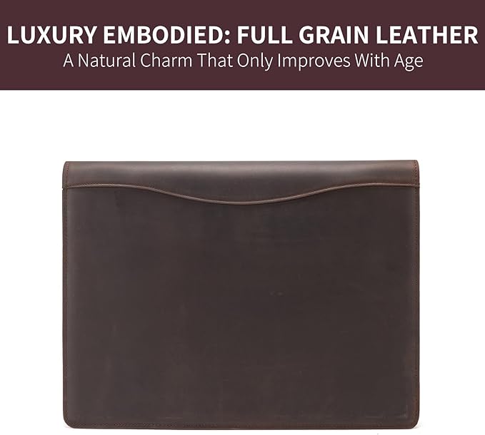 Geslun Genuine Leather 3 Ring Binder, 8.5 x 11 Letter Size Folio - Image 7