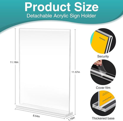 Relx 12 Pack Acrylic Sign Holder 8.5 x 11, Vertical T Shape Plastic Sign Holder - Image 3