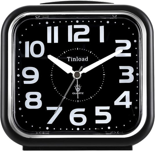 Tinload 5.5" Large Analog Alarm Clock Silent Non Ticking, Gentle Wake, Beep by Tinload