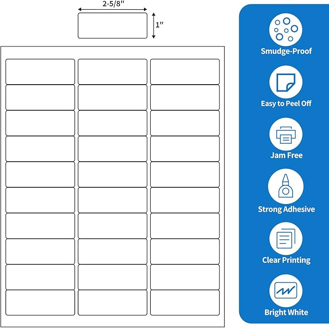 BESTEASY 30-up 2000 Sheets 1" X 2-5/8" Address Shipping Labels - Image 2