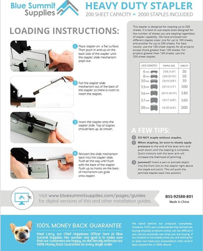 Blue Summit Supplies Heavy Duty Stapler, 200 Sheet Capacity, 2000 Staples - Image 4