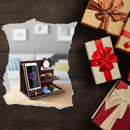 Gifts for Men Bedside Organiser Wood Phone Docking Station Dad Birthday Gifts - Image 7