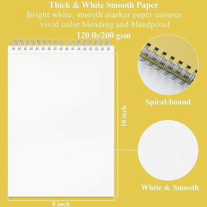 Fuxi Marker Paper Sketchbook 8" x 10", 60 Sheets Marker Pad Sketch Book Hard - Image 2