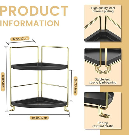JANUS LiANG 2-Tier Spice Rack Corner Storage Shelf Makeup Organizer Stackable - Image 2