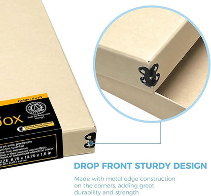 Lineco Museum Storage Box Tan, Archival Boxboard, Drop-Front Design - Image 4