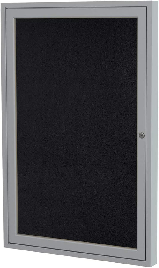 Ghent 36"x24" 1-Door indoor Enclosed Recycled Rubber Bulletin Board, Shatter by Ghent
