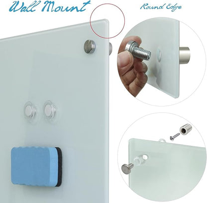Magnetic Glass Dry Erase Board 36"x60" Glass Whiteboard 36"x60" Wall Mounted - Image 6