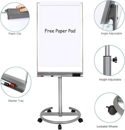 BIBOC Mobile Dry Erase Board – 40x26 inches Magnetic Portable Whiteboard Stand - Image 3