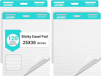 SHARBDA Lined Sticky Easel Pad, 25 * 30 inch, Self-Stick Flip Chart Paper by SHARBDA