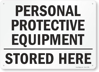SmartSign "Personal Protective Equipment, Stored Here" Sign | 10" x 14" Plastic by SmartSign