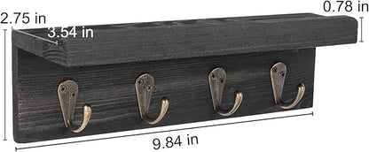 HRONRAD Rustic Key Holder for Wall, Farmhouse Wall Shelf - Image 6