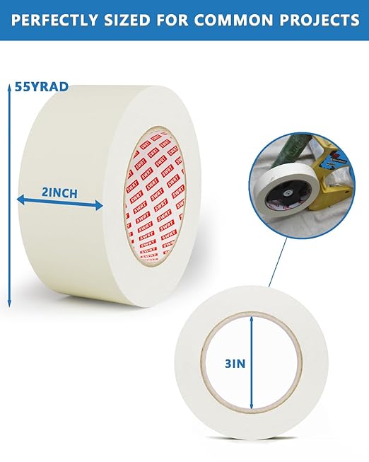 SWRT Masking Tape 2 Inche Wide × 55Yds– 2 Rolls, Strong Adhesive, Clean Removal - Image 2