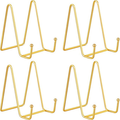 Decolore 4 Pack 4 Inch Display Stands Gold Plate Stands Metal Frame Holder Stand by Decolore