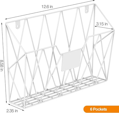 CADUKE 6 Pack Hanging Wall File Organizer Mesh Folder Holder Mail Magazine - Image 2