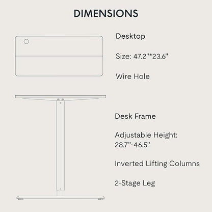 FitStand Adjustable Standing Desk, 47x24 Inches Home Office Desk - Image 6