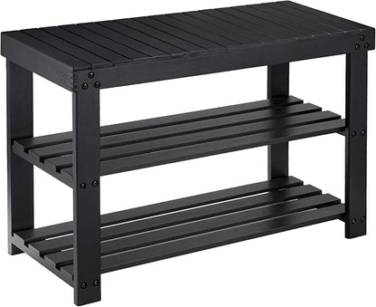 Pipishell Bamboo Shoe Rack Bench, 3 Tier Sturdy Shoe Organizer, Storage Shoe by Pipishell