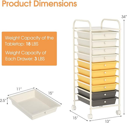 GLACER 10 Drawers Rolling Cart, Storage Cart - Image 3