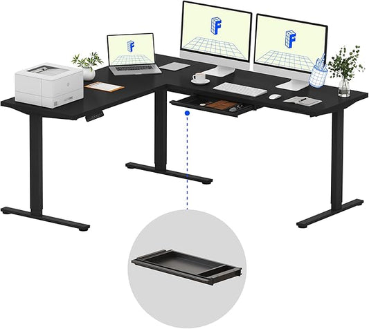 FLEXISPOT L Shaped Standing Desk, 71 x 63 Inch Electric Height Adjustable by FlexiSpot