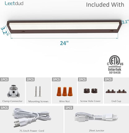Leetdud LED Under Cabinet Lighting Hardwired or Plug in, 24 Inch 12W, Dimmable - Image 9