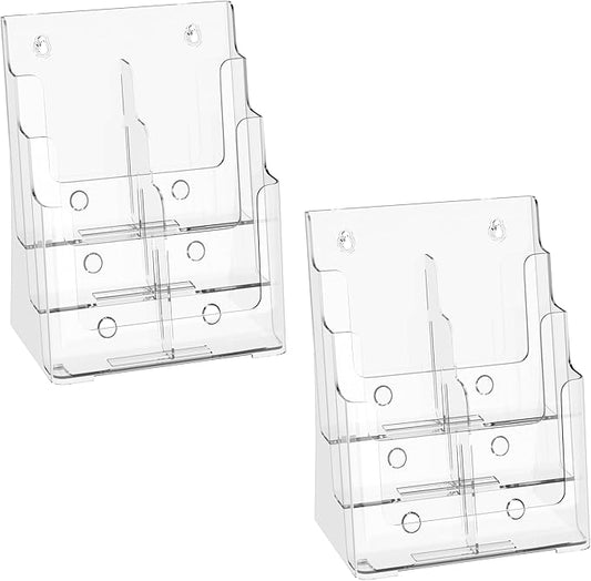 zavekia 2 Pack 3 Tier Acrylic Brochure Holder 8.5 x 11 inch, Magazine Holder by zavekia