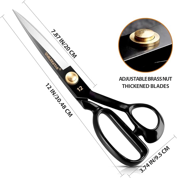Sewing Scissors, 12 Inch Fabric Dressmaking Scissors Heavy Duty Shears Sharp - Image 3