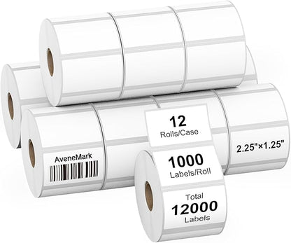 12 Rolls 12000 Labels 2.25" x 1.25" Direct Thermal Labels by AveneMark