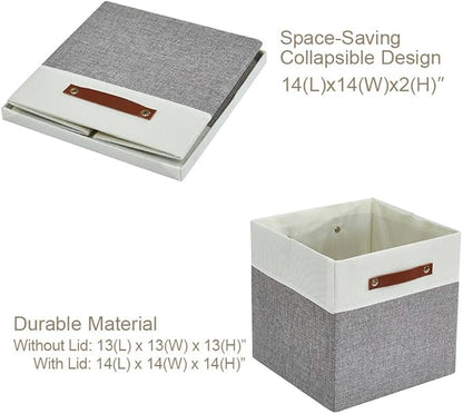 DECOMOMO Storage Basket with Lid, Storage Cubes with Handles, Fabric Box with - Image 8