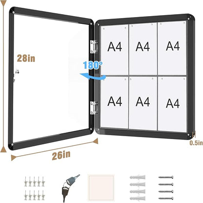 Mifuro 28"x26" Enclosed Bulletin Board, Lockable Weather-Resistant Aluminum - Image 5