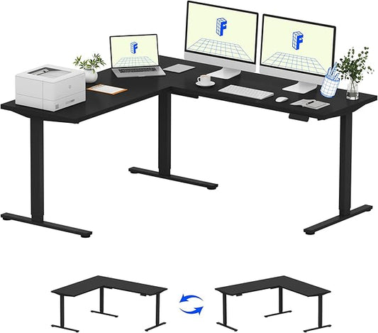 FLEXISPOT L Shaped Standing Desk, 71 x 63 Inch Electric Height Adjustable by FlexiSpot