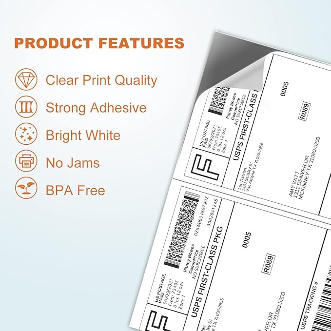 2000 Half Sheet Self Adhesive Shipping Labels - Image 3