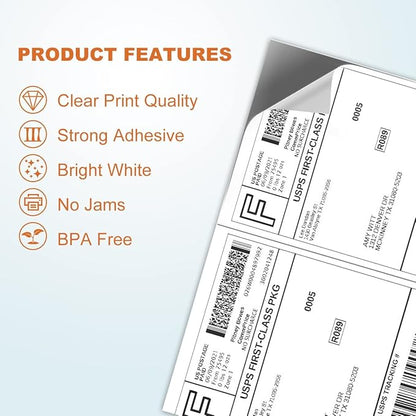 2000 Half Sheet Self Adhesive Shipping Labels - Image 3