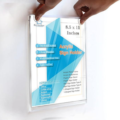 PecMuikee Acrylic Sign Holder 8.5x11, Wall Mount Acrylic Sign Holder and - Image 5