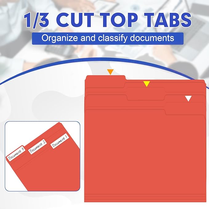 File Folder, HERKKA 120 Pack 1/3 Cut Tab File Folders, File Folders Great - Image 3