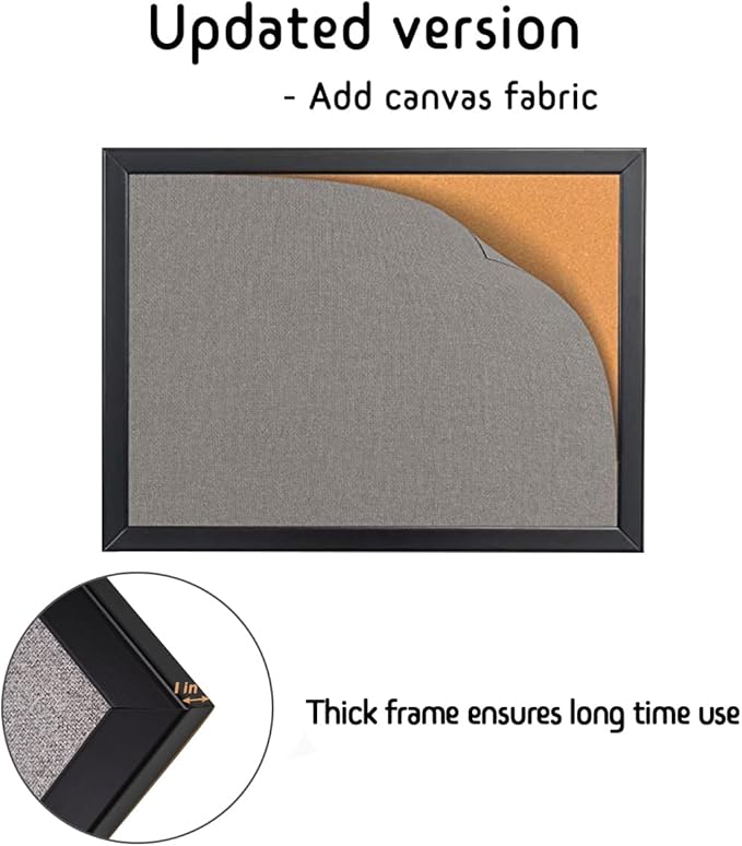 Gideal Large Bulletin Board 36 x 48 Inch, 100% Wood Framed Canvas Cork Board - Image 6