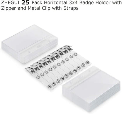 ZHEGUI Clear Plastic Horizontal Name Tag Holders and Metal Badge Clips - Image 2