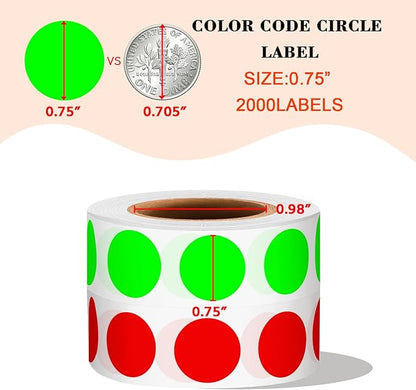 PARLAIM 2 Rolls 2000PCS 3/4" Round Circle Color-Code Dot Stickers, 2 Color - Image 2