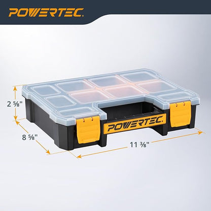 POWERTEC Small Parts Organizer & Tool Box – 10 Compartments, Stackable Storage - Image 2