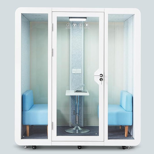 Mobile Office Pod Booth, Sound Pod, Large Space SoundProof Pod 2-4 People by GEARONIC